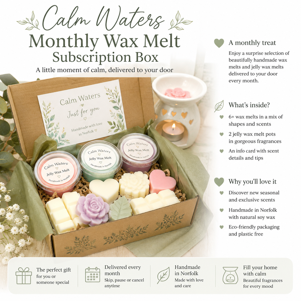 Calm Waters Monthly Wax Melt Subscription Box