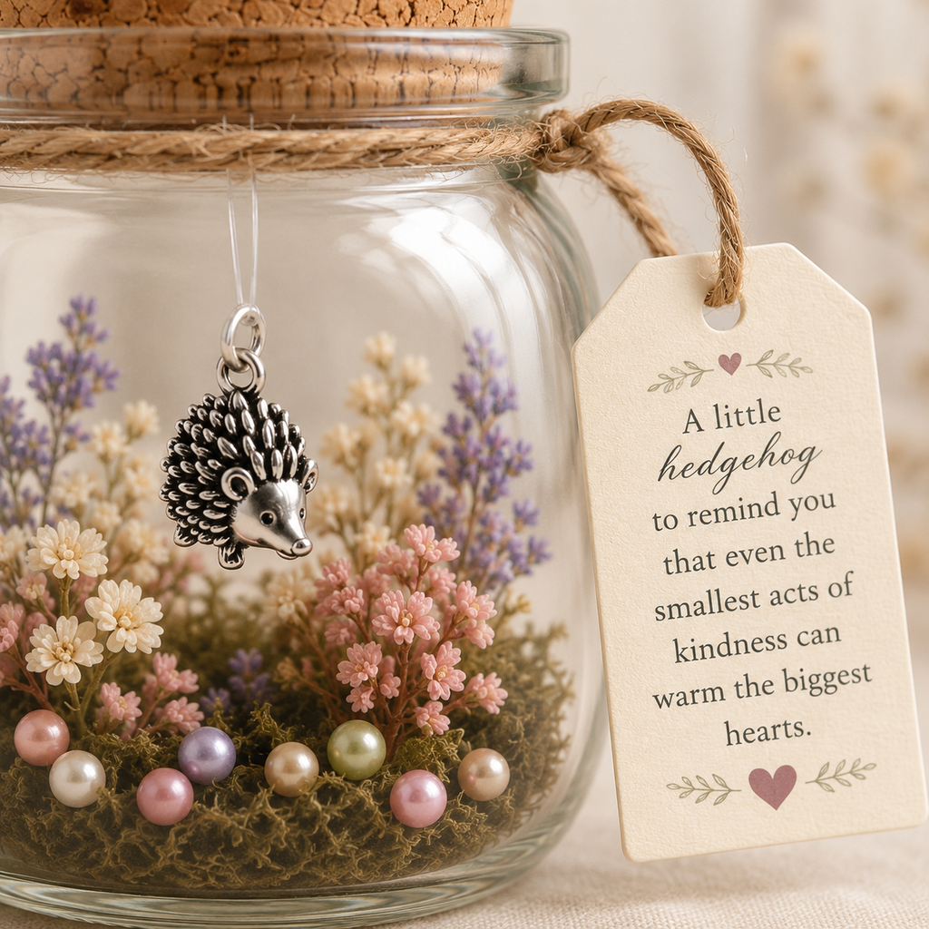 Little Hedgehog Keepsake Charm Jar | Handmade Gift | Little World Collection | Friendship Gift | Shelf Decoration