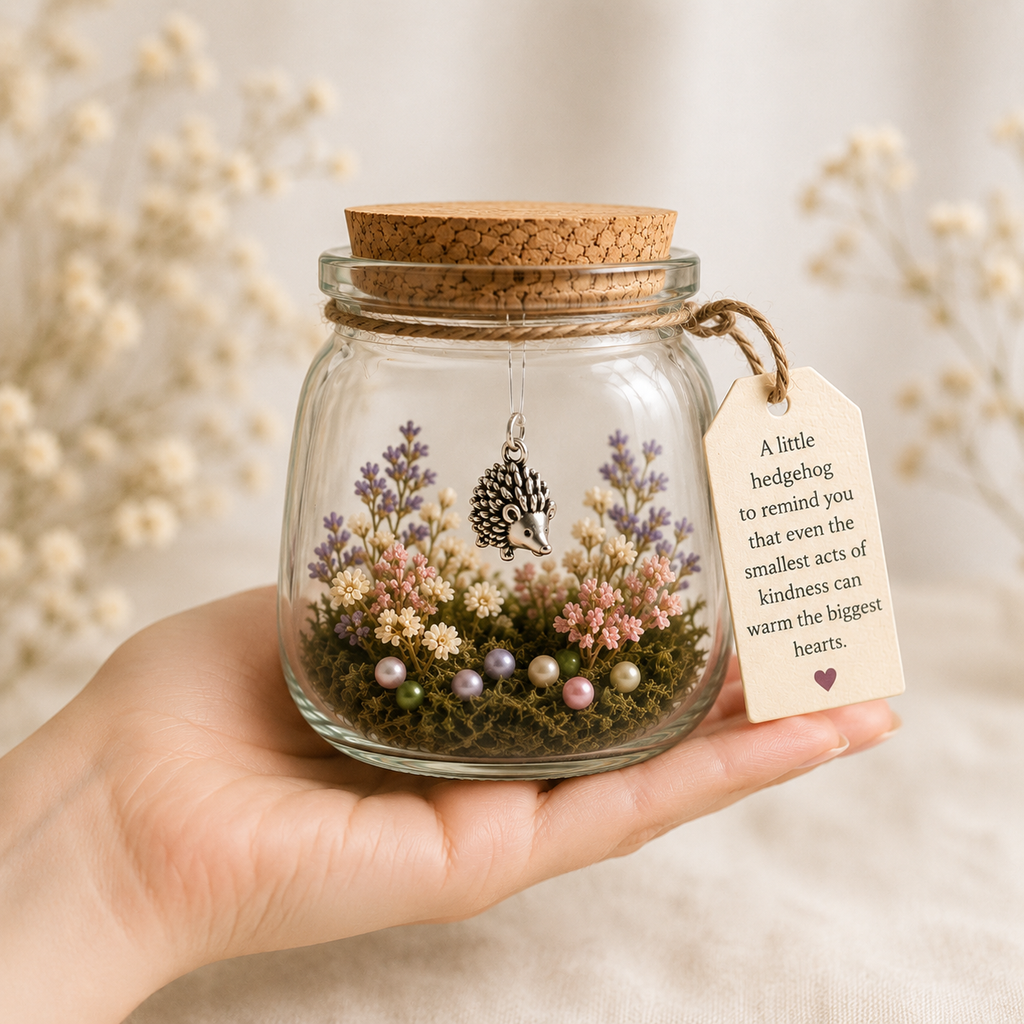 Little Hedgehog Keepsake Charm Jar | Handmade Gift | Little World Collection | Friendship Gift | Shelf Decoration