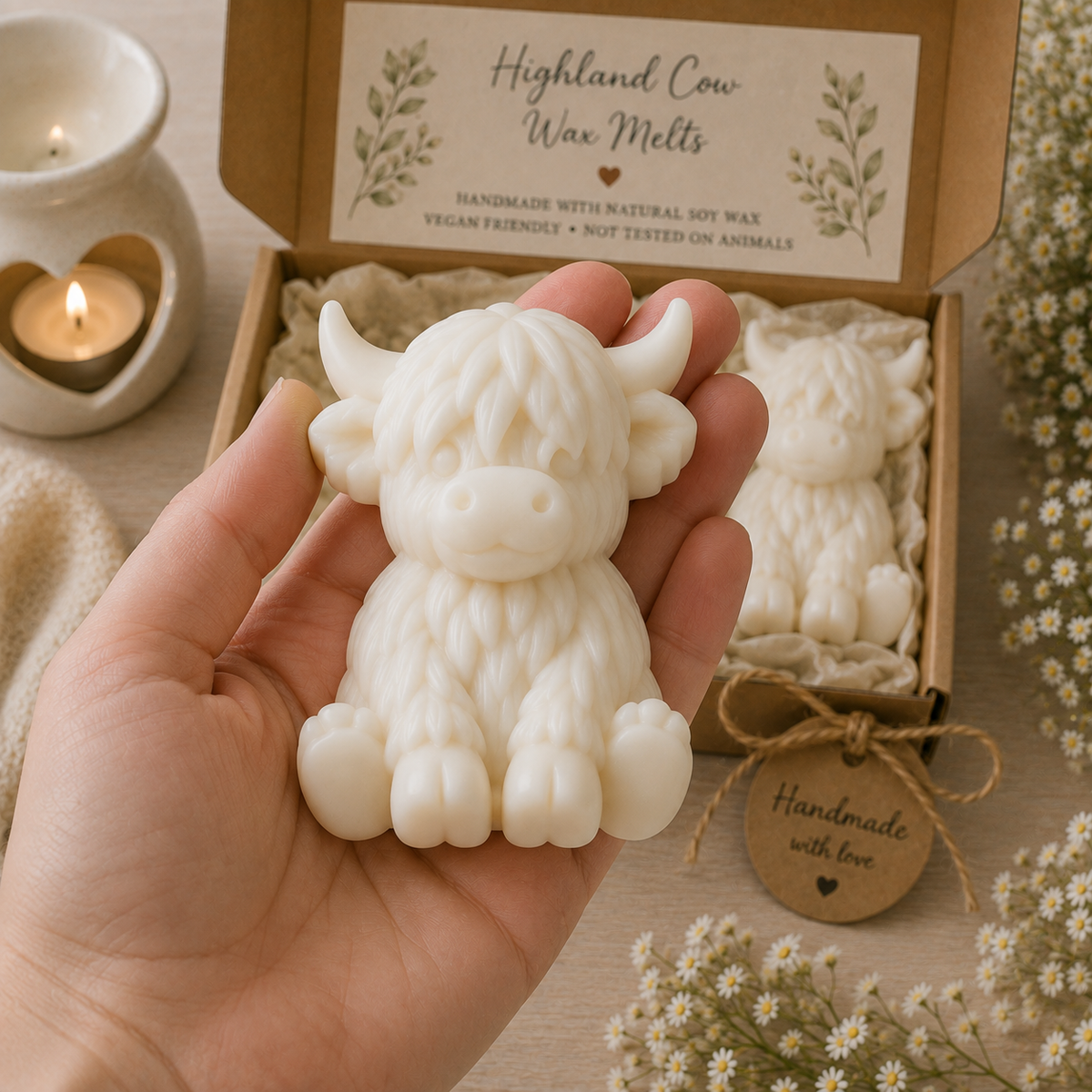 Highland Cow Wax Melts Gift Box, Handmade Soy Wax Melts, Scented Home Fragrance, Cow Lover Gift, Gift for Her