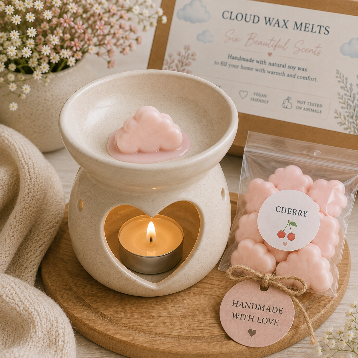 Cloud Wax Melts Gift Box, Handmade Soy Wax Melts, Scented Home Fragrance, Six Fragrance Selection Box, Gift for Her