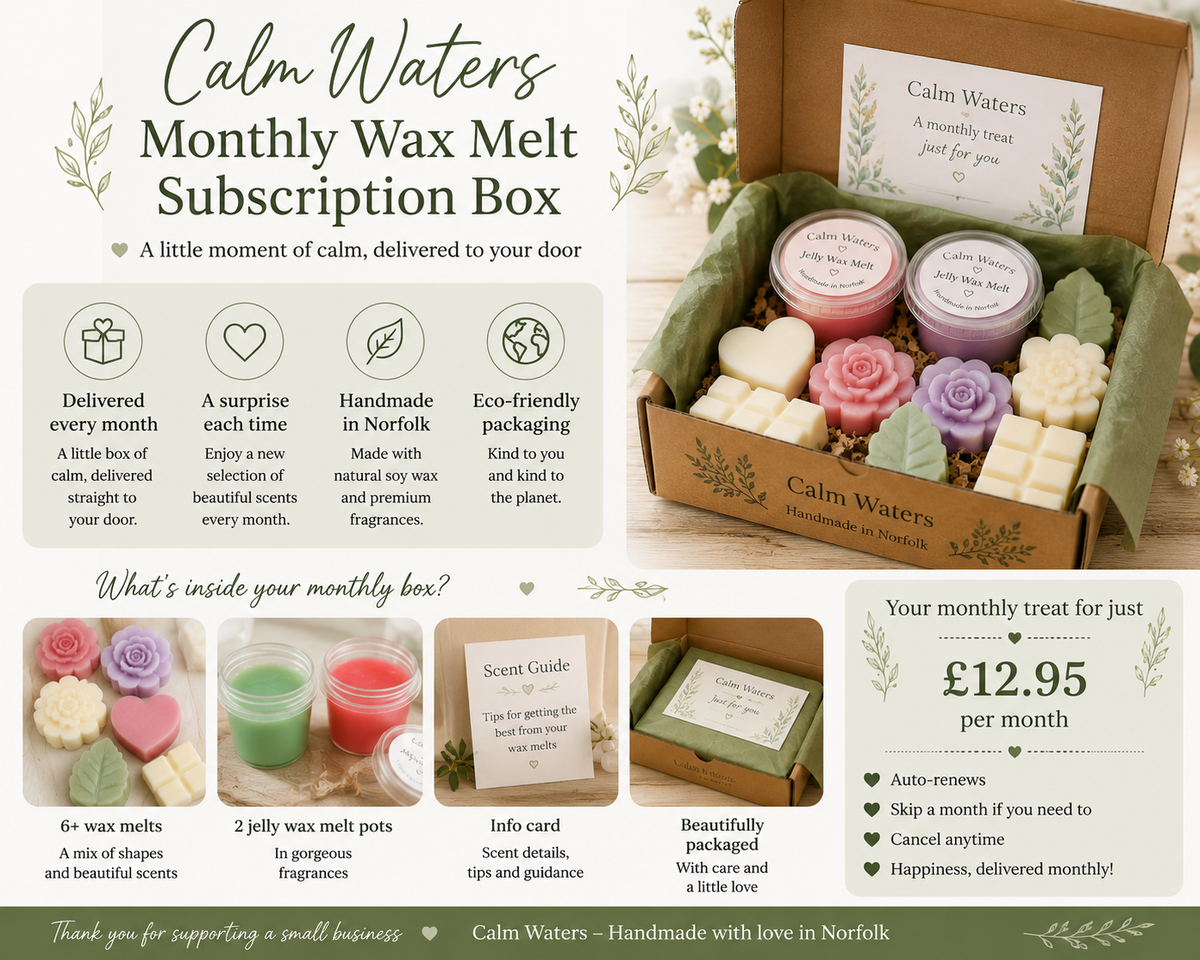 Calm Waters Monthly Wax Melt Subscription Box