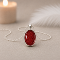 Necklace for Women, Sterling Silver Oval Pendant, Choice of Colour, Optional Chain, Sparkly Gift for Her. Glitter Resin