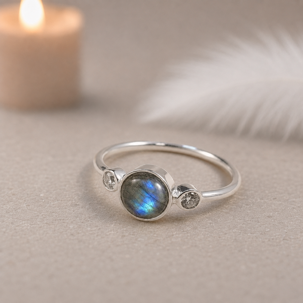 Natural Gemstone Sterling Silver Ring – Choice of Stone, Sizes L–S