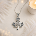Thistle Sterling Silver Pendant With Genuine Diamond Dust