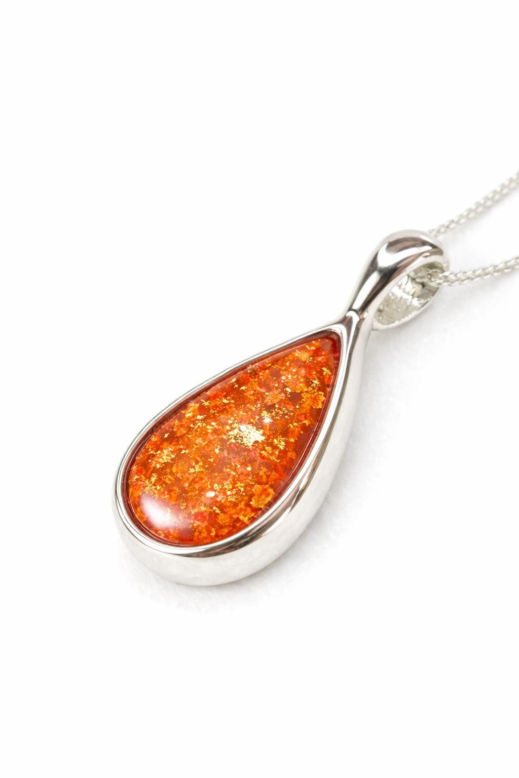 Sterling Silver Pear Shaped Pendant. Pet Ashes Keepsake Memorial