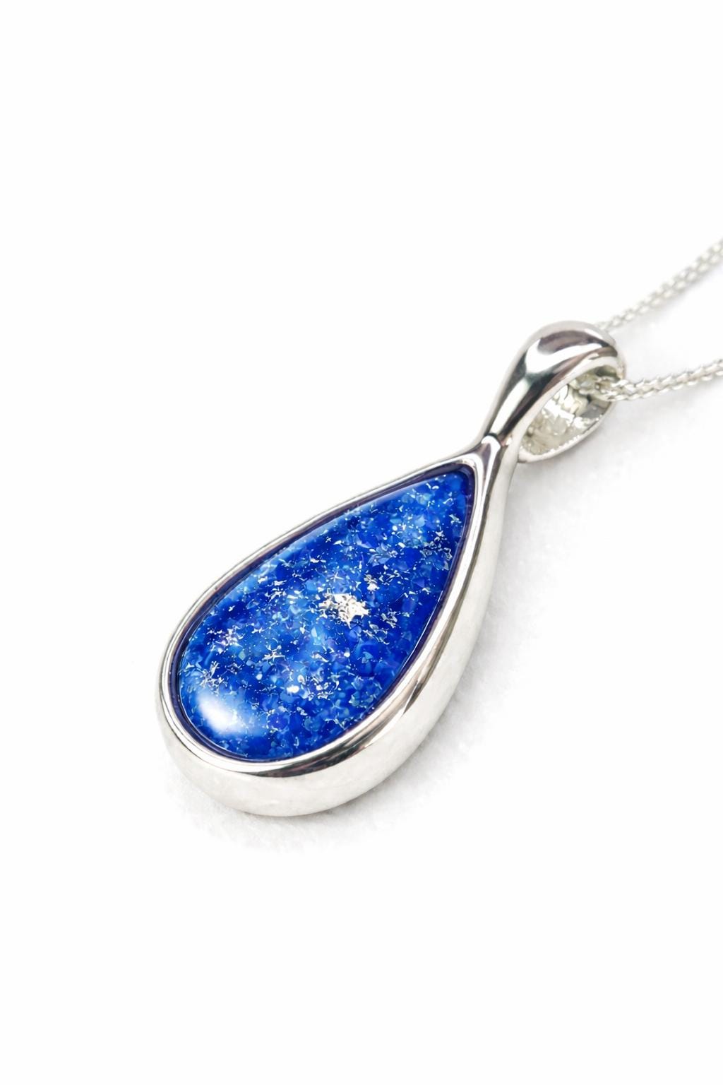 Sterling Silver Pear Shaped Pendant. Pet Ashes Keepsake Memorial