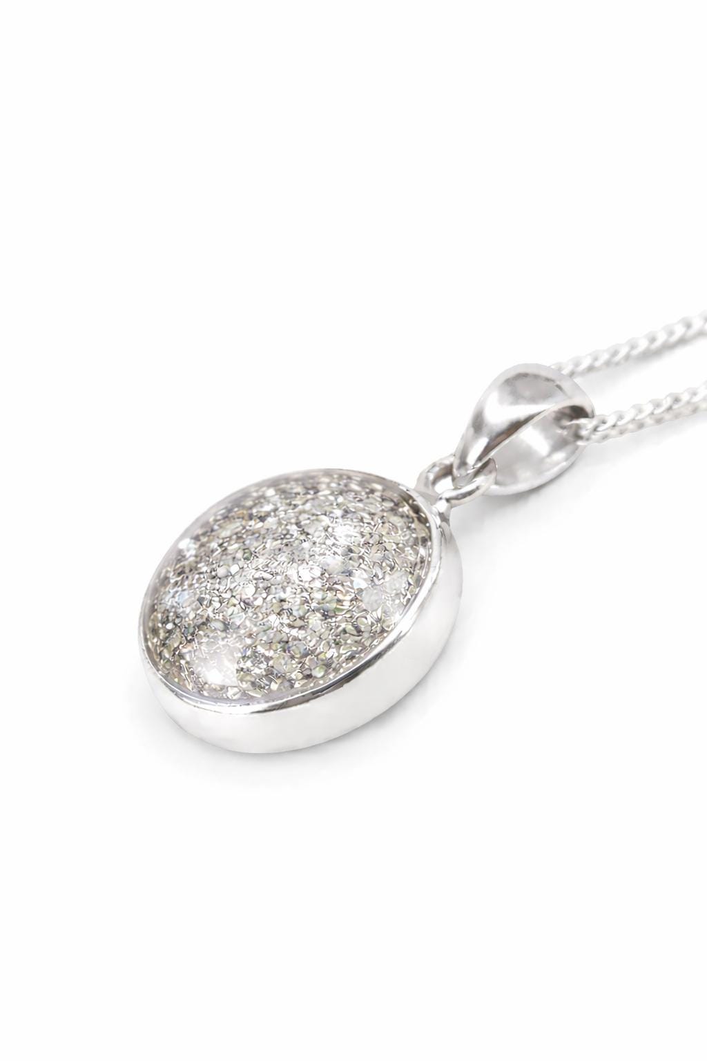 Sterling Silver Oval Shaped Pendant. Memorial, Urn, Pet Ashes Keepsake. Loving Memory Gift Cremains