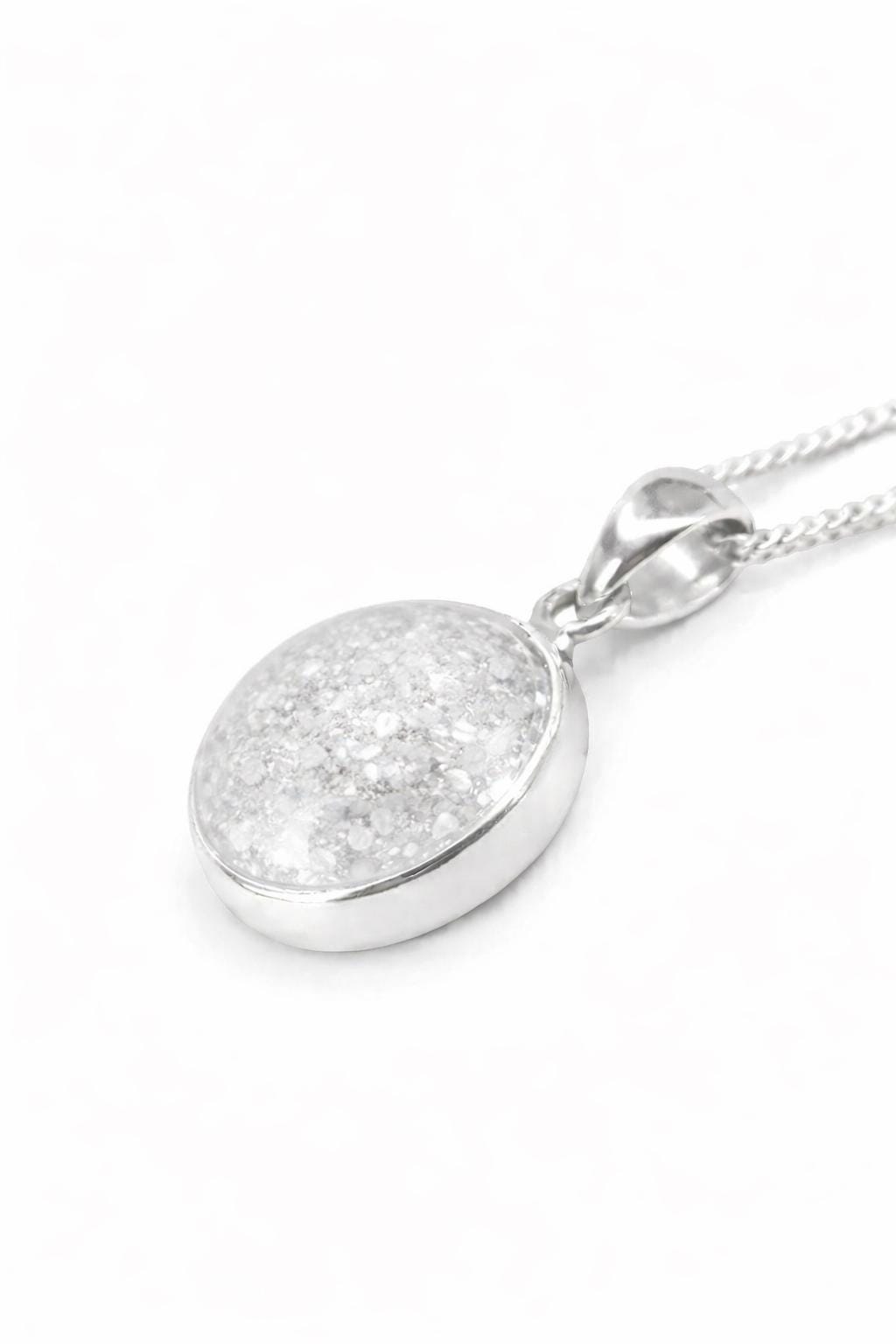 Sterling Silver Oval Shaped Pendant. Memorial, Urn, Pet Ashes Keepsake. Loving Memory Gift Cremains