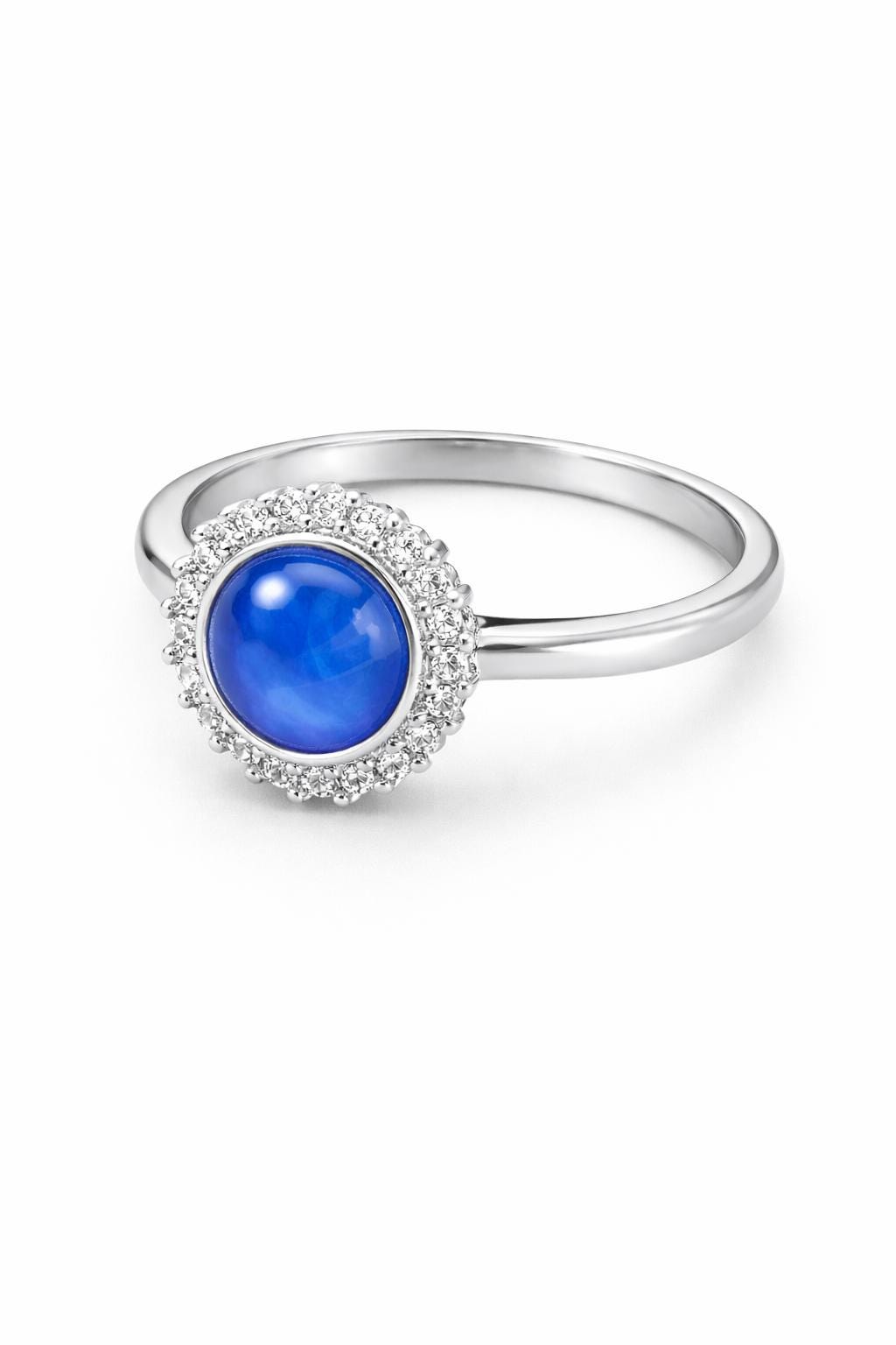 Natural Precious Gemstone Ring in Sterling Silver With Cubic Zirconia