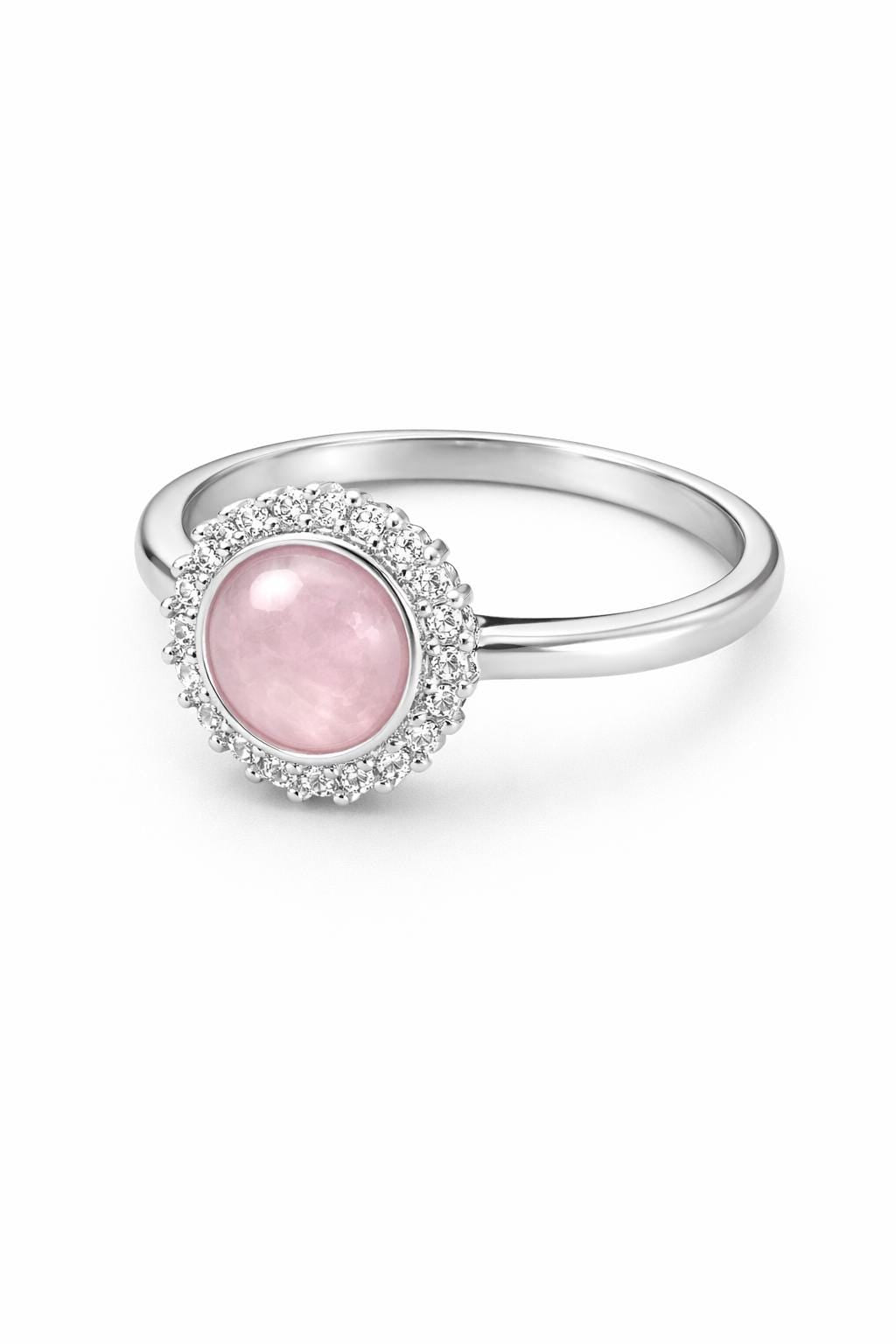 Natural Precious Gemstone Ring in Sterling Silver With Cubic Zirconia
