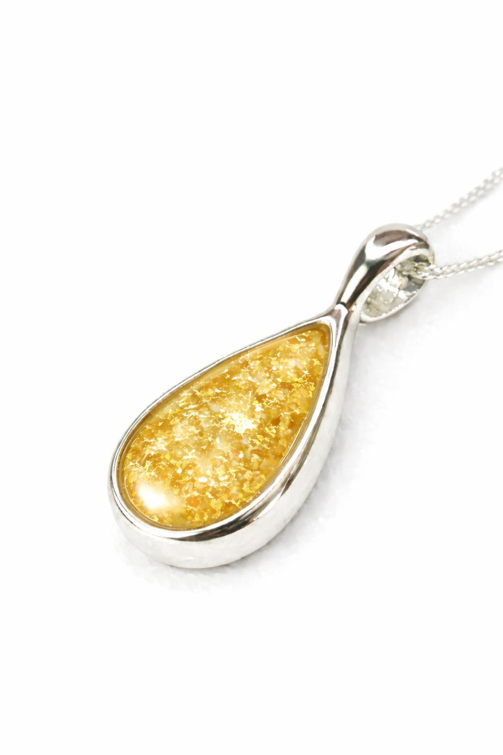 Sterling Silver Pear Shaped Pendant. Pet Ashes Keepsake Memorial