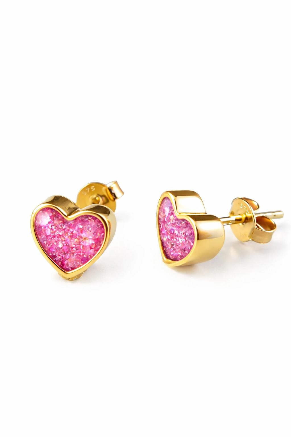 Gold Stud Memorial Earrings with Ashes – Handmade Cremation Keepsake Jewellery. Gold