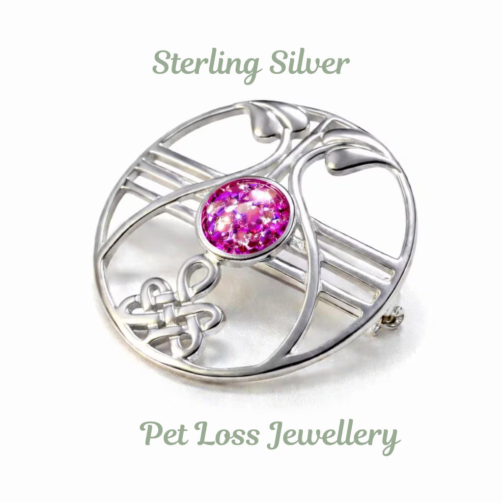 Pet Memorial Brooch Ashes Hair Fur – 30mm Sterling Silver Keepsake, Cremation Jewellery Gift