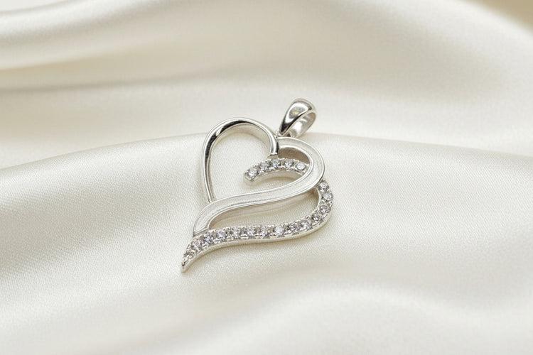Memorial Pendant – Sterling Silver with CZ Stones – Ashes, Fur or Hair Resin Centre