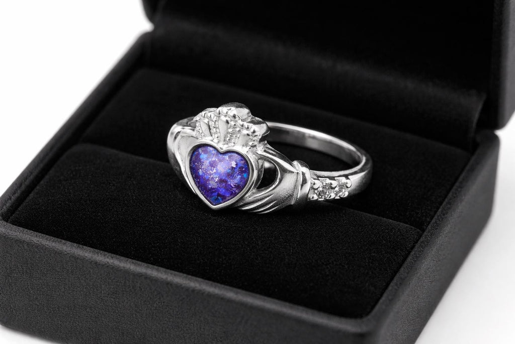 Claddagh Ring,  Memorial, Sterling Silver, Cremation Keepsake