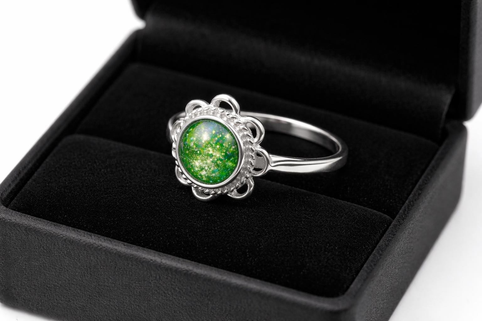 Memorial Ring Round Frill Ring,  Memorial, Sterling Silver, Cremation Keepsake