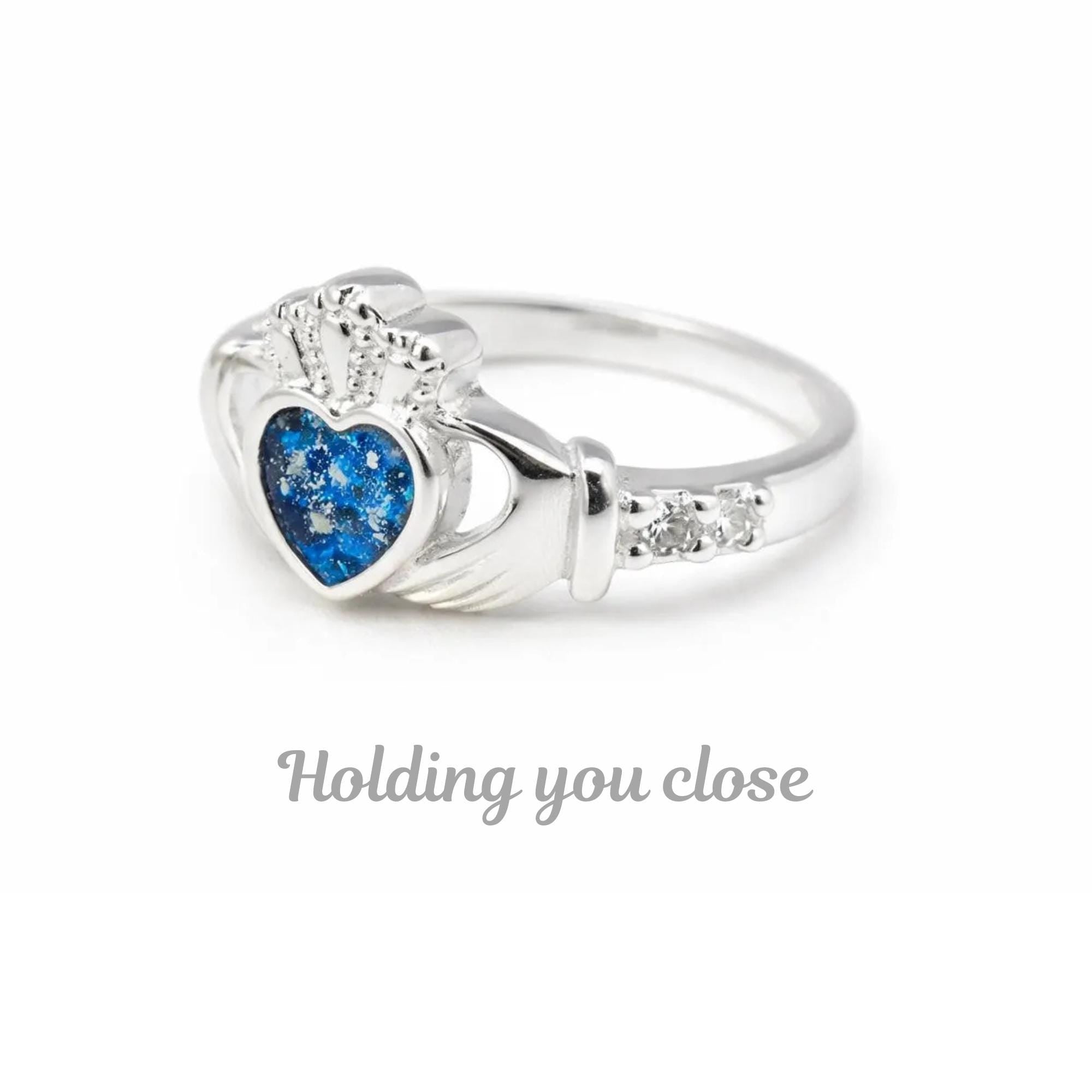 Claddagh Ring,  Memorial, Sterling Silver, Cremation Keepsake