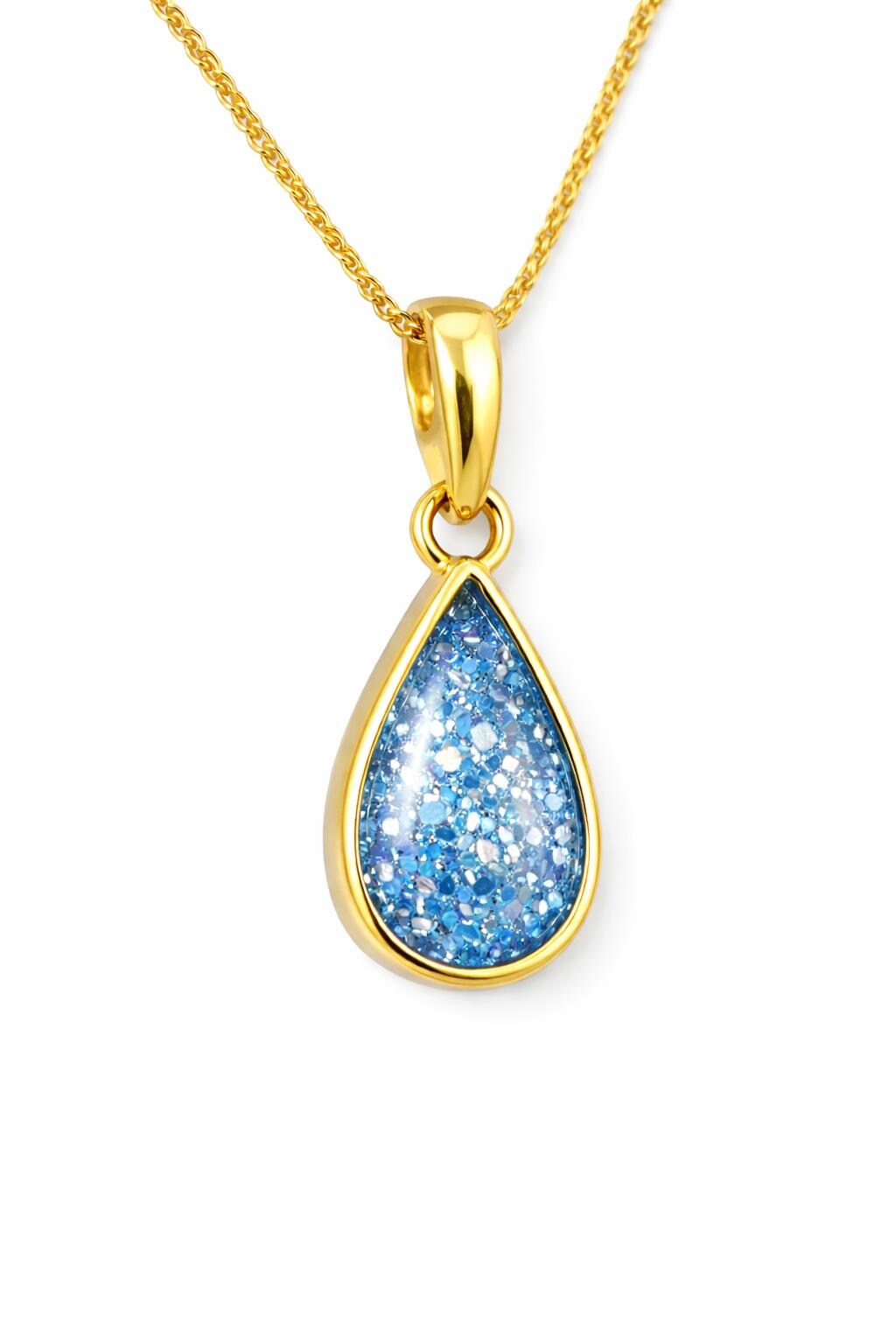 Gold Teardrop Pendant Memorial – Ashes or Hair Keepsake Necklace
