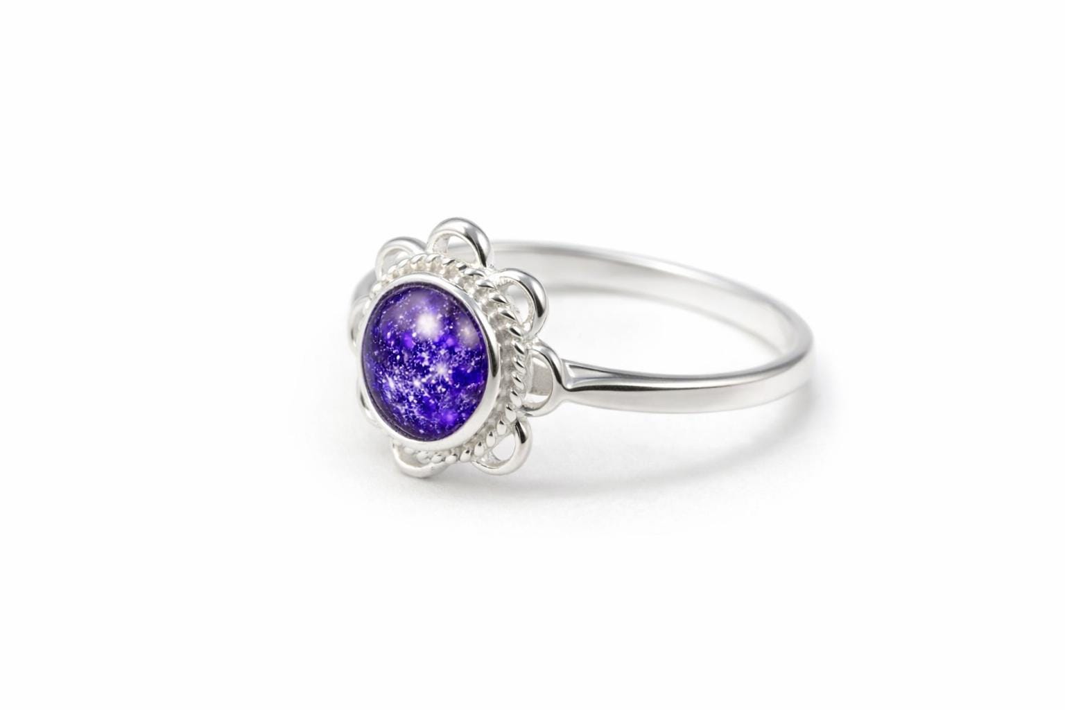 Memorial Ring Round Frill Ring,  Memorial, Sterling Silver, Cremation Keepsake