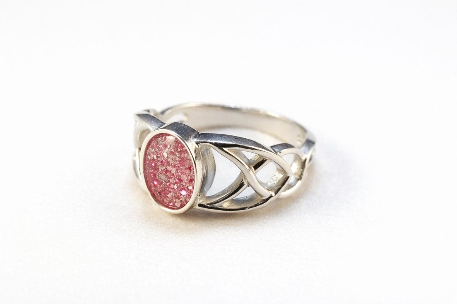 Celtic Style Ring,  Memorial, Sterling Silver, Cremation Keepsake