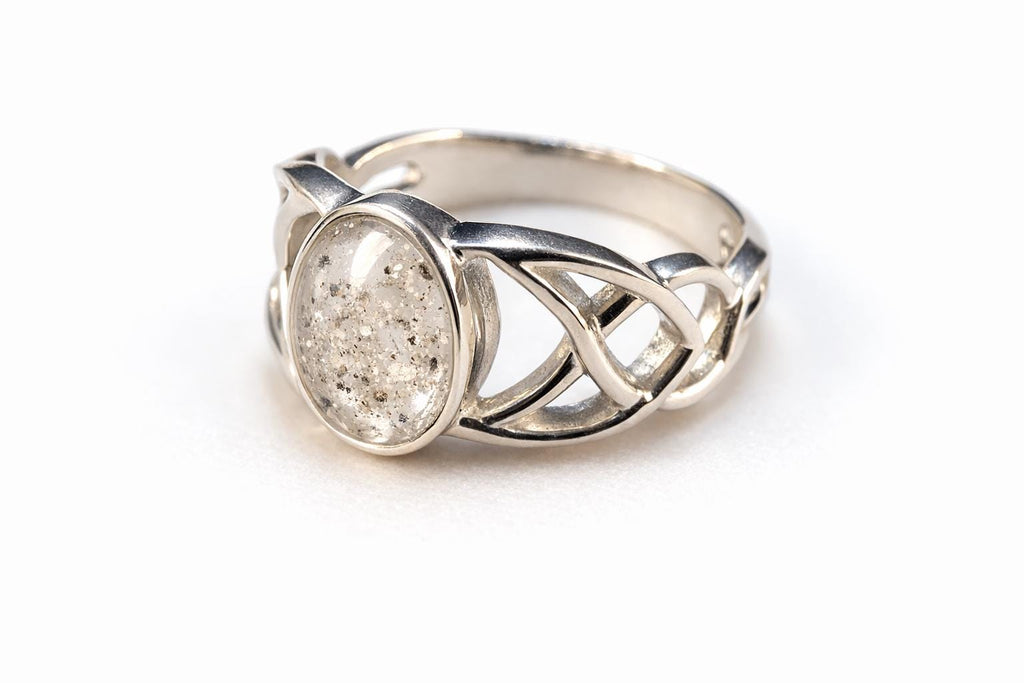 Celtic Style Ring,  Memorial, Sterling Silver, Cremation Keepsake