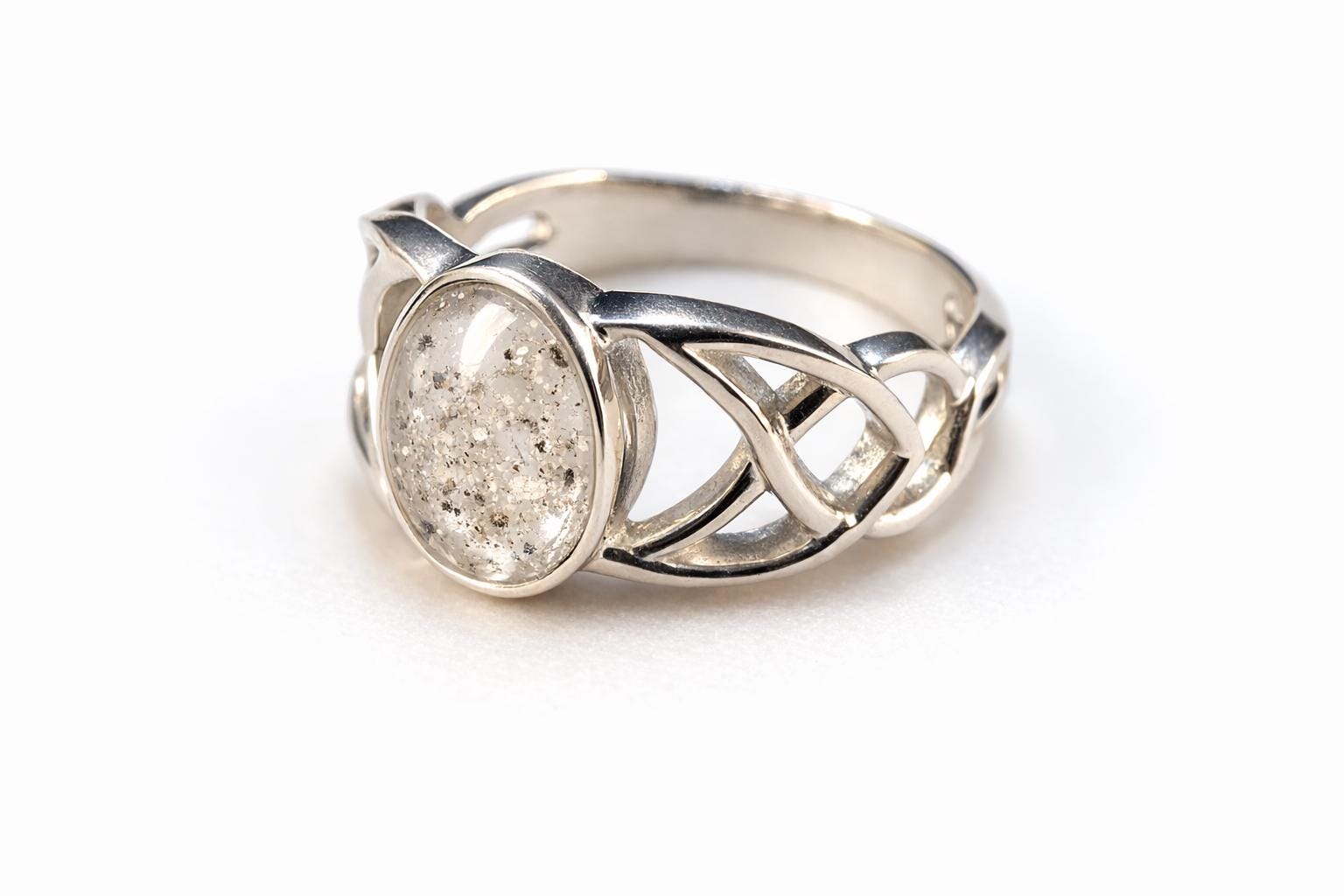 Celtic Style Ring,  Memorial, Sterling Silver, Cremation Keepsake