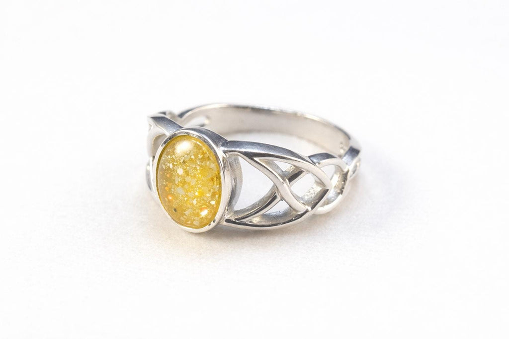 Celtic Style Ring,  Memorial, Sterling Silver, Cremation Keepsake