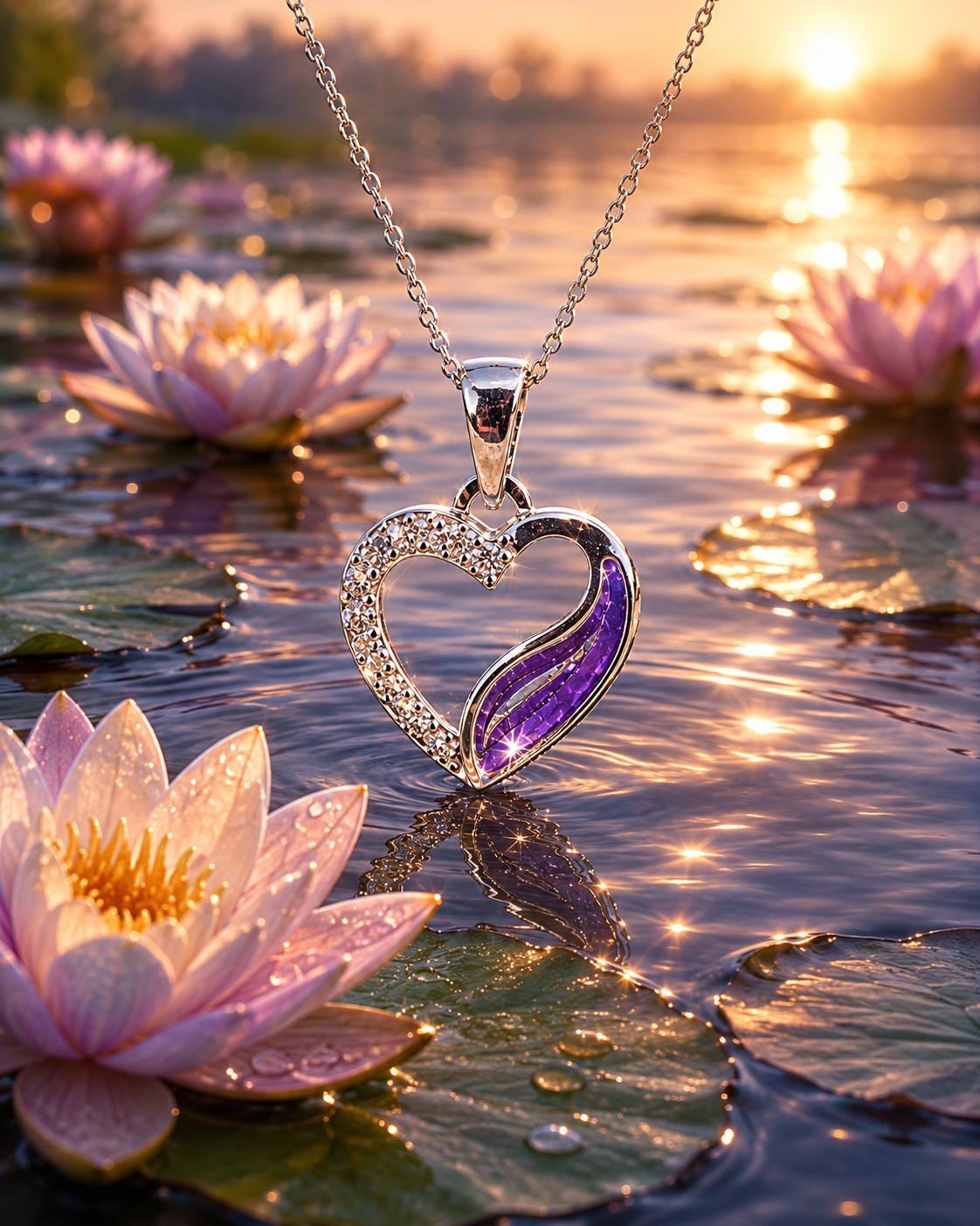 Heart With CZ Stones Pet Memorial pendant. Sterling Silver. Cremation Keepsake Jewellery.