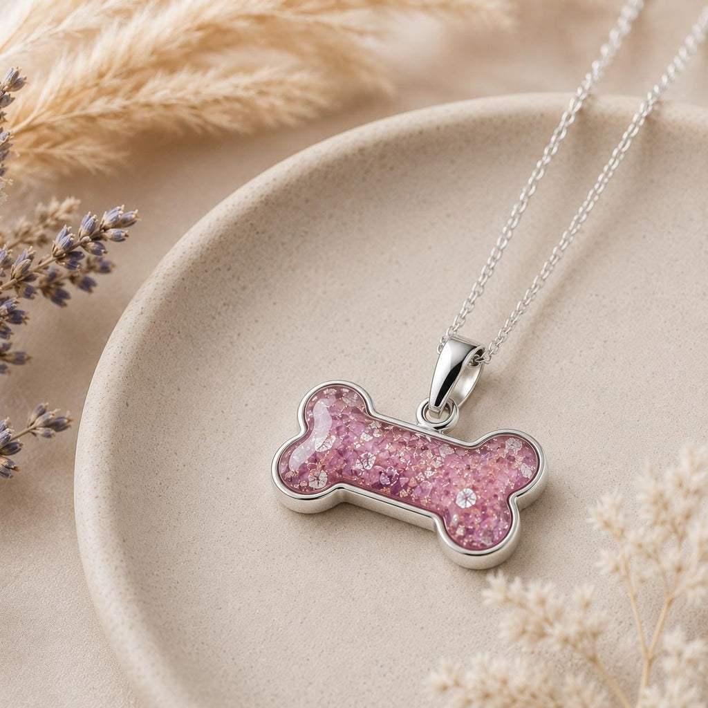 Sterling Silver Pet Memorial Bone Pendant – Ashes or Fur Keepsake Necklace