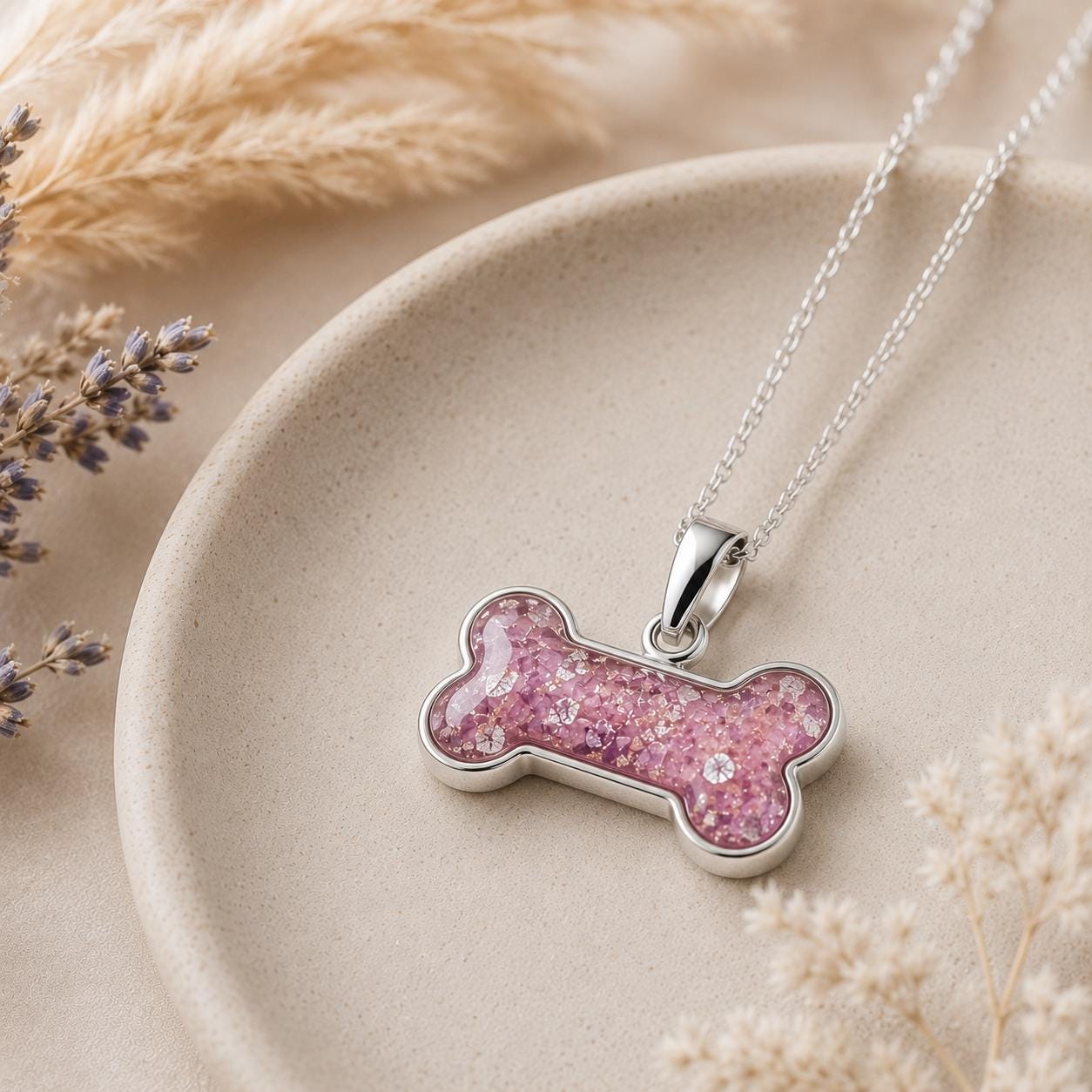 Sterling Silver Pet Memorial Bone Pendant – Ashes or Fur Keepsake Necklace