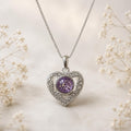 Heart CZ Stones Pet Memorial pendant. Sterling Silver. Cremation Keepsake Jewellery. 15mm