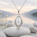 Marquise CZ Stones Pet Memorial pendant. Sterling Silver. Cremation Keepsake Jewellery. 15mm