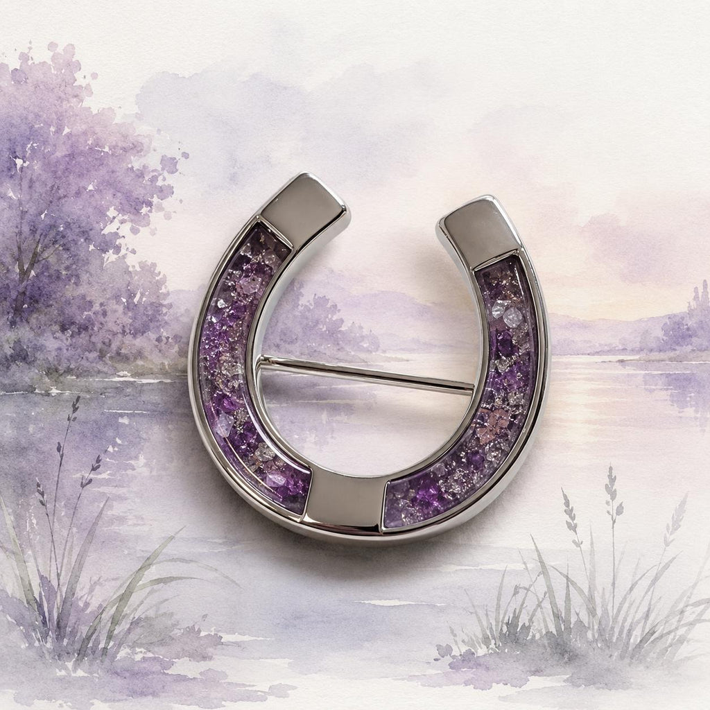 Memorial Horseshoe Brooch, Sterling Silver 34 x 19mm