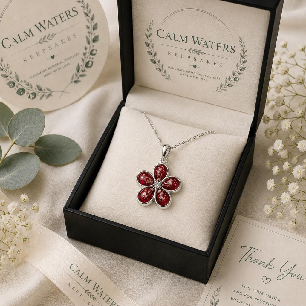 Flower Memorial Jewellery, Custom Resin Keepsake Pendant  20mm
