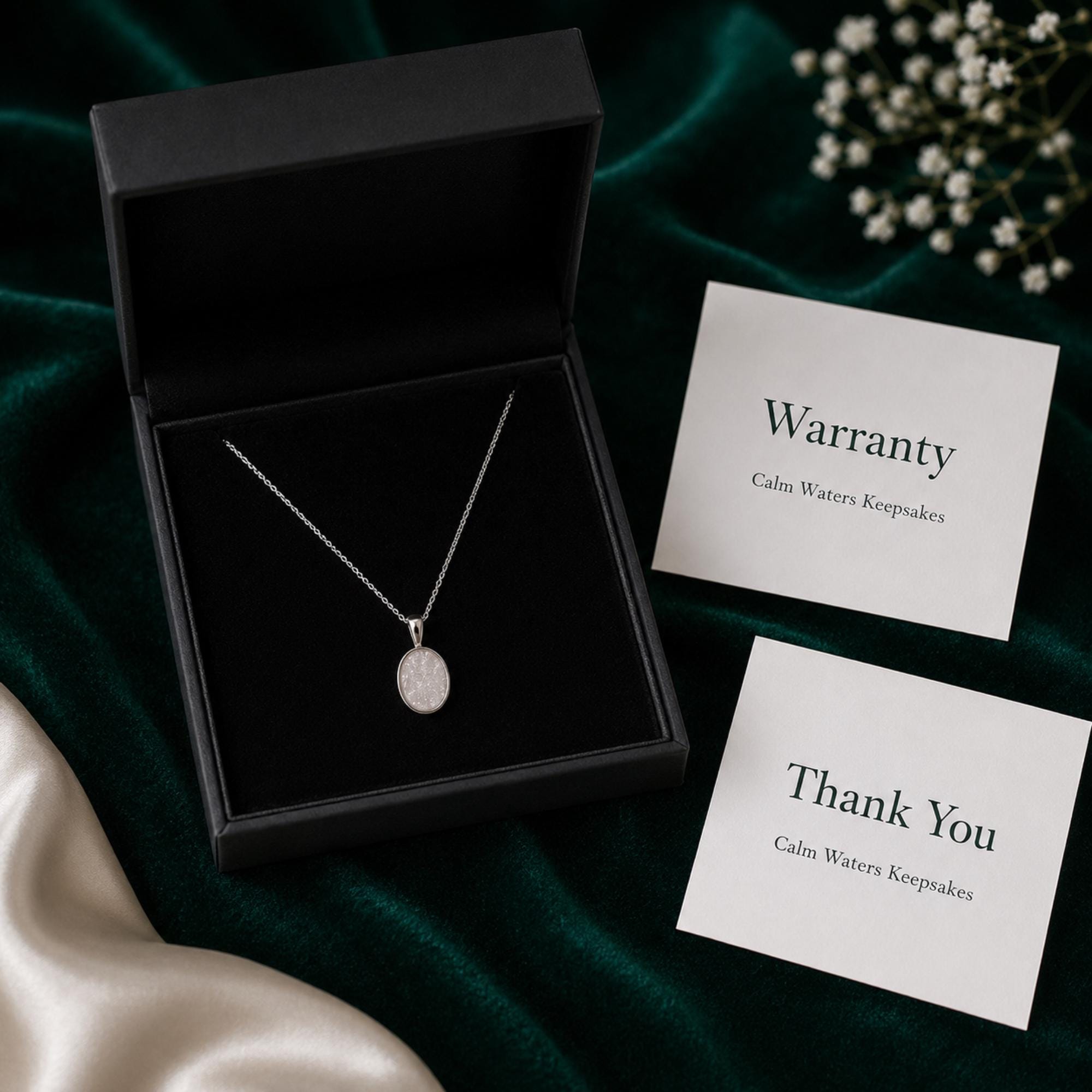 Genuine Diamond Dust Necklace, Sterling Silver Oval Pendant, Optional Chain, Sparkling Jewellery Gift for Her