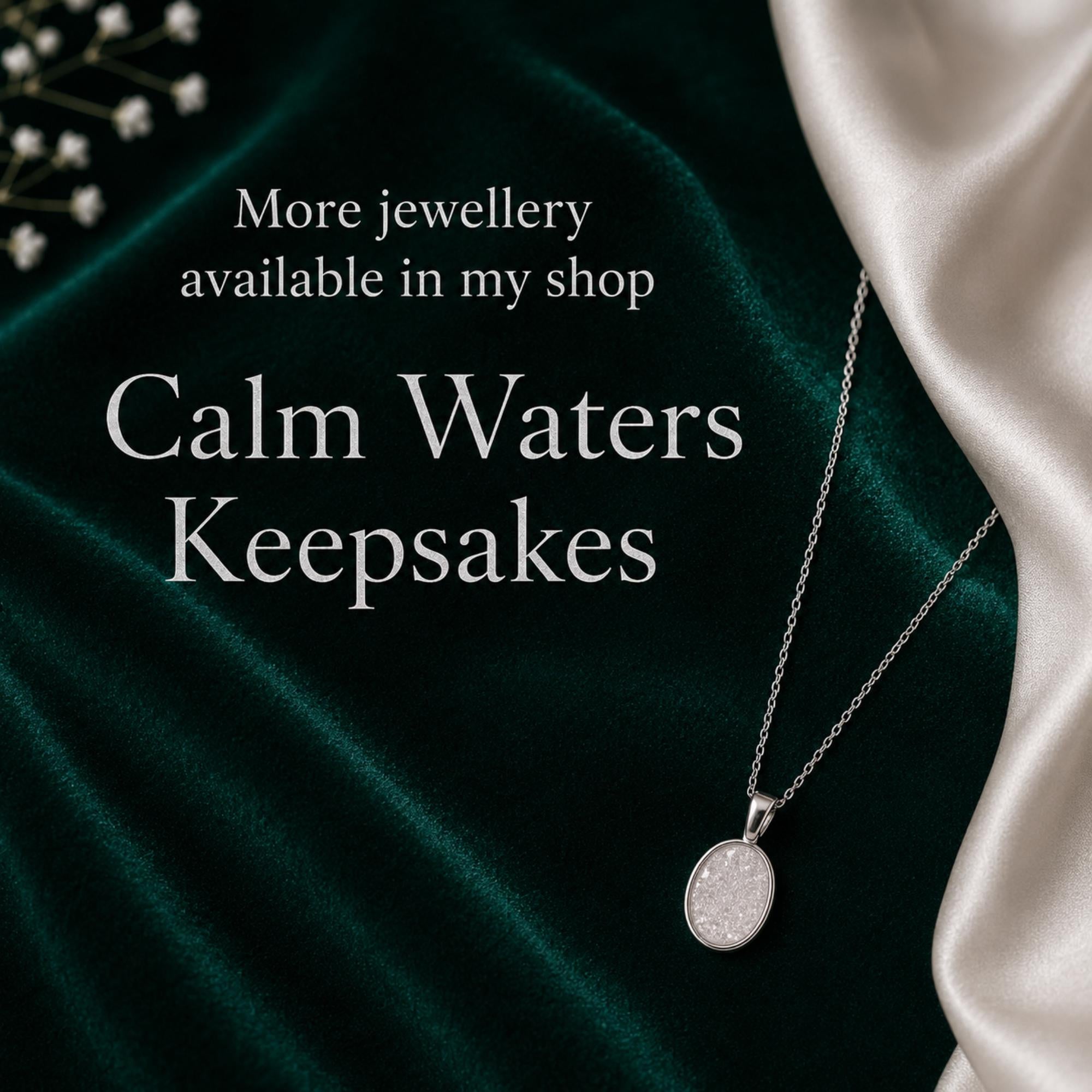 Genuine Diamond Dust Necklace, Sterling Silver Oval Pendant, Optional Chain, Sparkling Jewellery Gift for Her