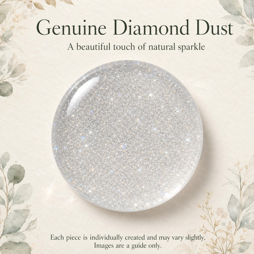 Genuine Diamond Dust Necklace, Sterling Silver Oval Pendant, Optional Chain, Sparkling Jewellery Gift for Her
