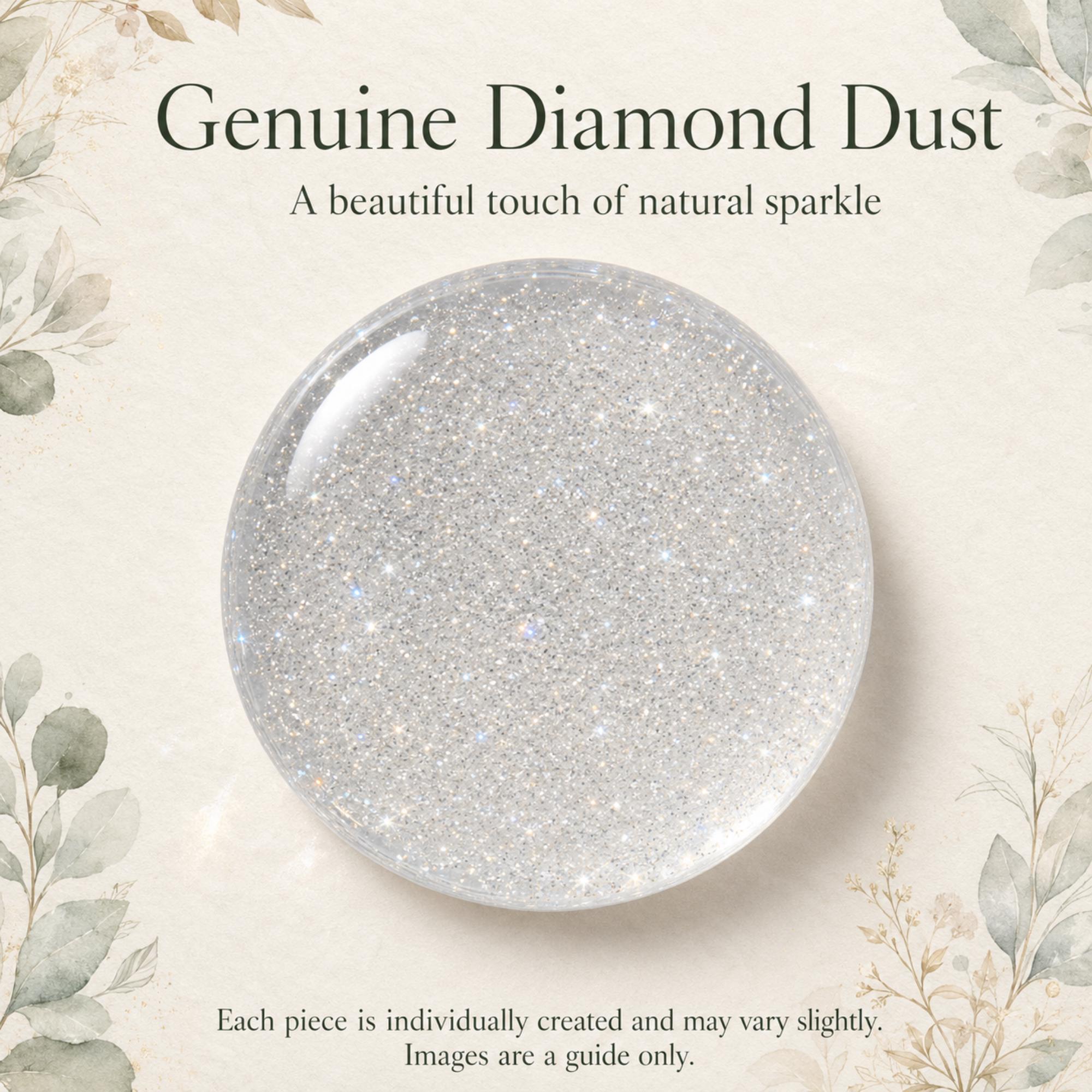 Genuine Diamond Dust Necklace, Sterling Silver Oval Pendant, Optional Chain, Sparkling Jewellery Gift for Her
