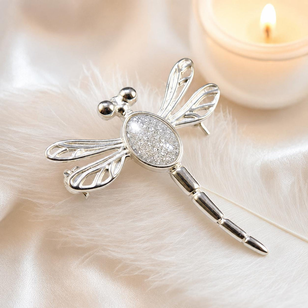 Dragonfly Brooch For her,  Genuine Diamond Dust Brooch
