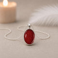 Glitter Resin Oval Pendant Necklace, Sterling Silver, Handmade Sparkle Jewellery