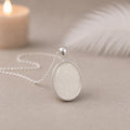Genuine Diamond Dust Oval Pendant Necklace, Sterling Silver, Handmade Sparkle Jewellery